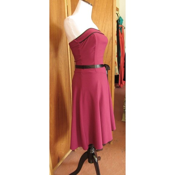 Vintage Ruby Rox Gypsy Swing Burgundy Strapless Cocktail Party/Prom Dress S5 - Picture 4 of 7